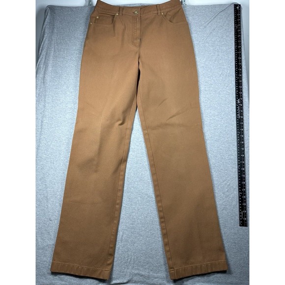 St John Sport Pants Womens Sz 6 Flat Front Pockets Brown‎ By Marie Gray Zip - Picture 1 of 6